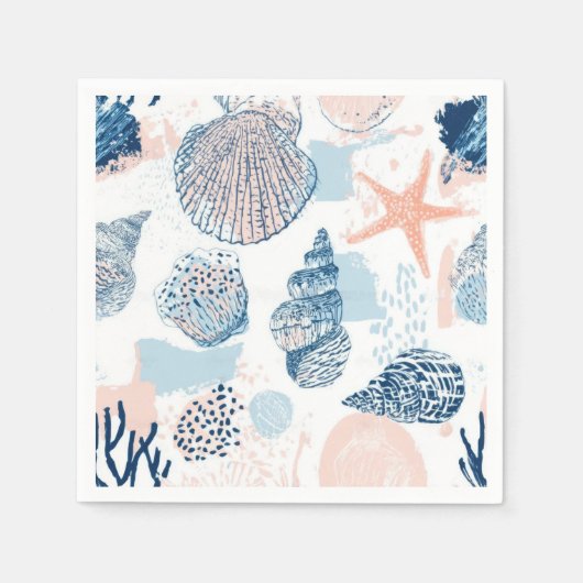 Abstracte Nautilus Strand Blauwe Perzik Vervuild ( Servet (Voorkant)
