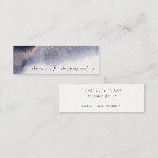 Abstracte Navy Black Gold Waterverf Hartelijk dank Mini Visitekaartje (Voorkant / Achterkant)
