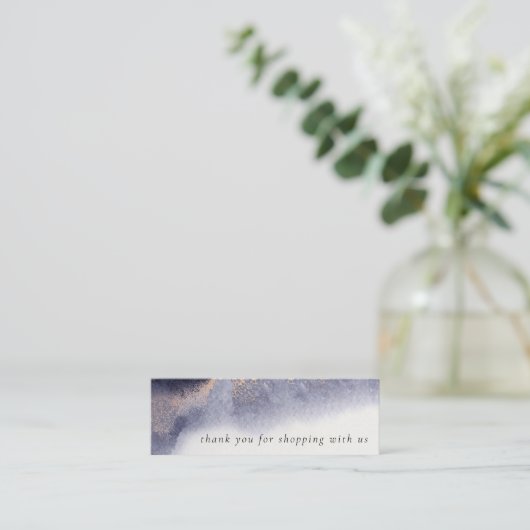 Abstracte Navy Black Gold Waterverf Hartelijk dank Mini Visitekaartje (Staand voorkant)