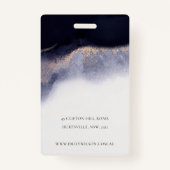 Abstracte Navy Black Gold Waterverf Was foto Badge (Achterkant)