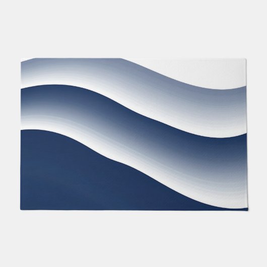 Abstracte Navy Blauwe Oceaangolven Deurmat (Voorkant)