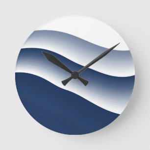 Abstracte Navy Blauwe Oceaangolven Ronde Klok