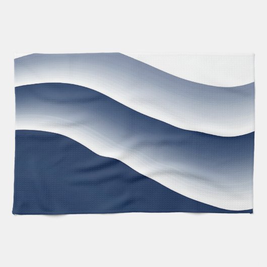 Abstracte Navy Blauwe Oceaangolven Theedoek (Horizontaal)
