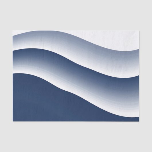 Abstracte Navy Blauwe Oceaangolven Tissuepapier (Voorkant)