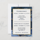 Abstracte Navy Blue Agate Waterverf Afstuderen Aankondiging (Achterkant)