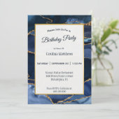 Abstracte Navy Blue Agate Waterverf Verjaardag Kaart (Staand voorkant)