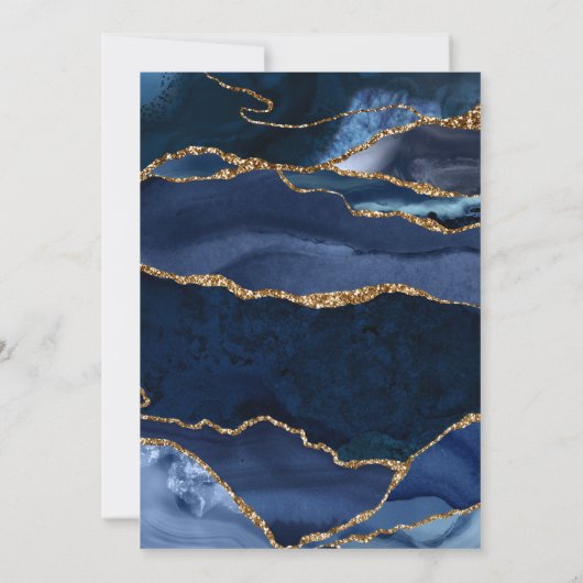 Abstracte Navy Blue Agate Waterverf Verjaardag Kaart (Achterkant)