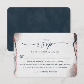 Abstracte Navy Blue Wedding Meal Choice RSVP-kaart RSVP Kaartje (Voorkant / Achterkant)
