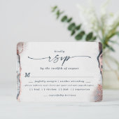 Abstracte Navy Blue Wedding Meal Choice RSVP-kaart RSVP Kaartje (Staand voorkant)