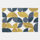 Abstracte Navy Mosterd Geometrische Patroon Theedoek (Horizontaal)