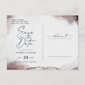 Abstracte Navy & Roos Gold Wedding Save The Date Aankondigingskaart (Achterkant)