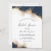 Abstracte Navy Waterverf Bridal Shower Invitation Kaart (Voorkant)