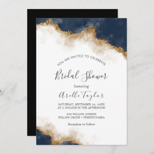 Abstracte Navy Waterverf Bridal Shower Invitation Kaart