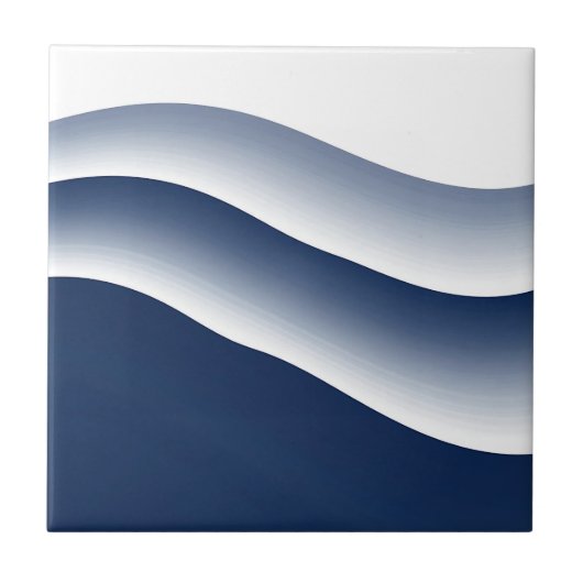 Abstracte Navyblauwe Oceaangolven Tegeltje (Voorkant)