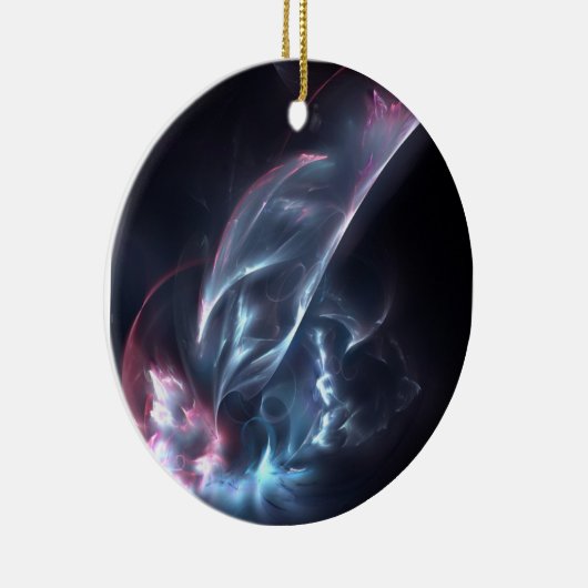 Abstracte nebula Blue en Paars Keramisch Ornament (Rechts)