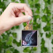 Abstracte nebula Blue en Paars Sleutelhanger (Hand)