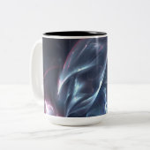 Abstracte nebula Blue en Paars Tweekleurige Koffiemok (Voorkant links)