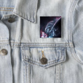 Abstracte nebula Blue en Paars Vierkante Button 5,1 Cm (In situ)