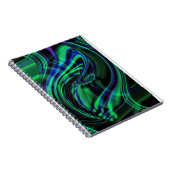 Abstracte Neon Aqua N Blue Waves Notitieboek (Rechterzijde)