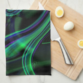 Abstracte Neon Aqua N Blue Waves Theedoek (Quarter Fold)
