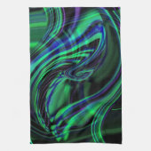 Abstracte Neon Aqua N Blue Waves Theedoek (Verticaal)