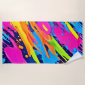 Abstracte Neon Brushstrokes Splash Art Strandlaken (Voorkant)