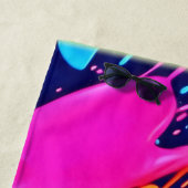 Abstracte Neon Brushstrokes Splash Art Strandlaken (In situ)