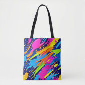 Abstracte Neon Brushstrokes Splash Art Tote Bag (Voorkant)