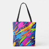 Abstracte Neon Brushstrokes Splash Art Tote Bag (Achterkant)