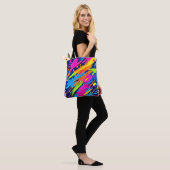 Abstracte Neon Brushstrokes Splash Art Tote Bag (Op model)