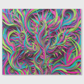 Abstracte Neon Cactus Woestijn Inpakpapier (Vlak)