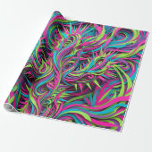 Abstracte Neon Cactus Woestijn Inpakpapier (Uitgerold)