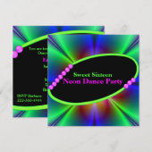 Abstracte Neon Custom Party Invitation Kaart (Voorkant / Achterkant)