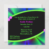 Abstracte Neon Custom Party Invitation Kaart (Achterkant)