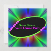 Abstracte Neon Custom Party Invitation Kaart (Voorkant)