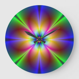 Abstracte Neon Daisy Round Wall klok