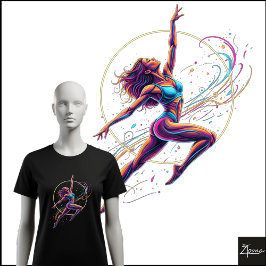 Abstracte Neon Danser Dynamische Sprong Illustrati Tri-Blend Shirt