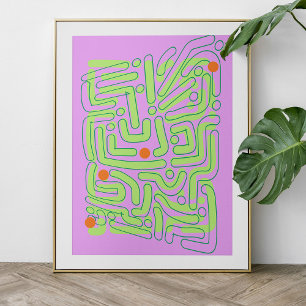 Abstracte Neon Doodles Poster
