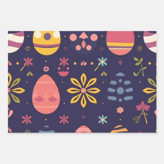 Abstracte Neon Easter Egg Wrap Inpakpapier Vel (Voorkant)