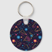 Abstracte neon geometrische vormen ontwerp sleutelhanger (Achterkant)