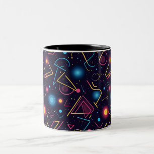 Abstracte neon geometrische vormen ontwerp tweekleurige koffiemok