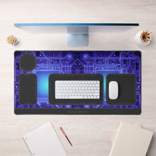 Abstracte neon gloeiende vormen bureau organizer bureaumat (Kantoor 1)