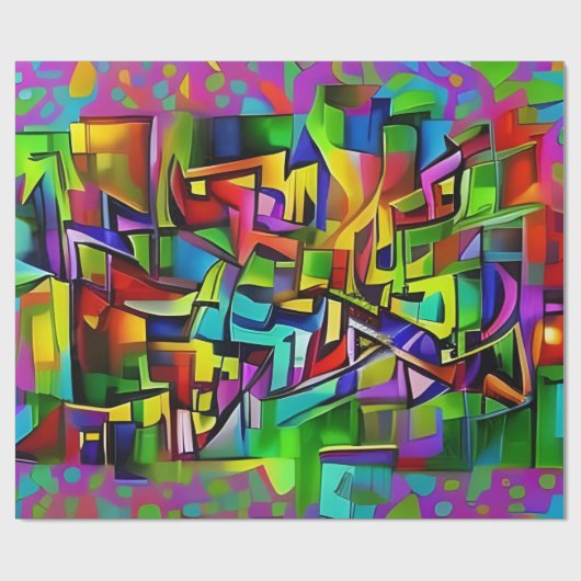 Abstracte Neon Graffiti Cadeaupapier (Vlak)