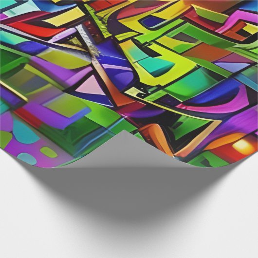 Abstracte Neon Graffiti Cadeaupapier (Hoek)