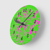 Abstracte Neon Green- en Paarse Retro-wandklok Ronde Klok (Hoek)