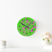 Abstracte Neon Green- en Paarse Retro-wandklok Ronde Klok (Huis)