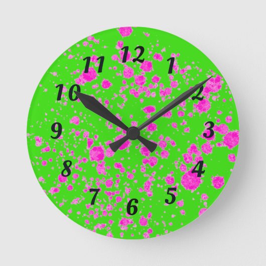 Abstracte Neon Green- en Paarse Retro-wandklok Ronde Klok (Voorkant)