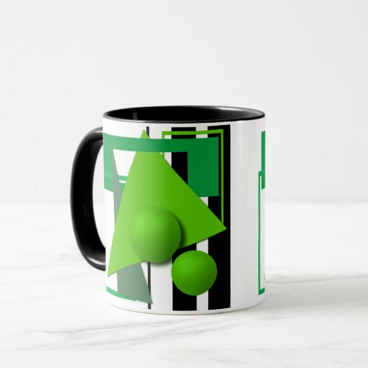 Abstracte neon groene geometrische vormen cirkel b mok (Voorkant links)