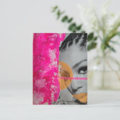 Abstracte Neon Liefdesdame Mixed Media Collage Briefkaart (Staand voorkant)