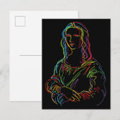 Abstracte Neon Mona Lisa Lijnkunst Briefkaart (Voorkant / Achterkant)